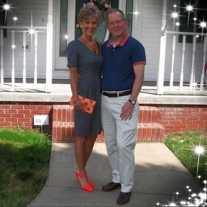 J. Crew Gray Dress with Orange Accents